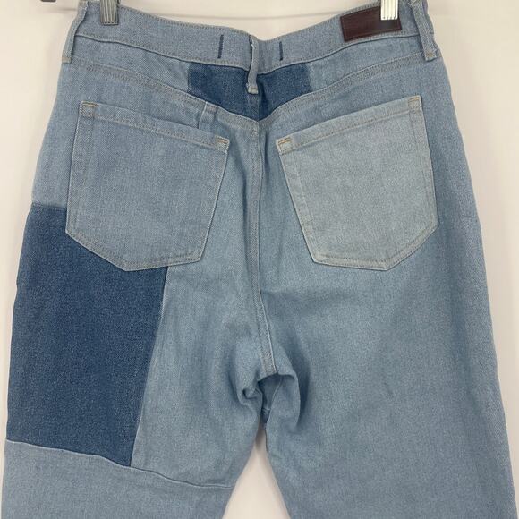 Hollister Pachwork Mom Jeans Sz 11R Ultra High Rise Y2K Indie Raw Hem Coquette - Picture 7 of 11